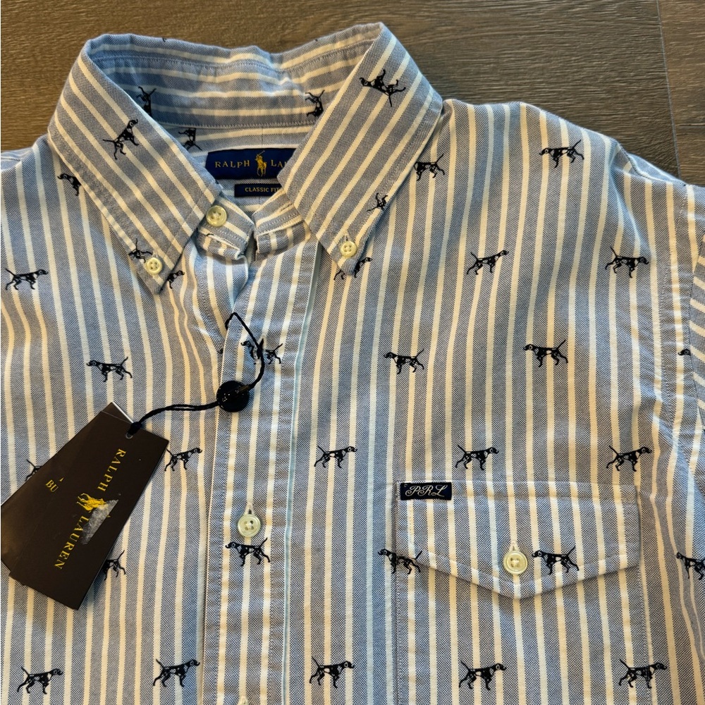 Polo Ralph Lauren Mens Classic Fit Hunting Dogs Striped Oxford Button Down Shirt - Picture 4 of 12